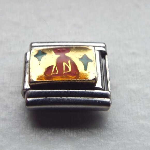 Aquarius zodiac sign enamel 9mm stainless steel italian charm bracelet link new - Picture 1 of 2
